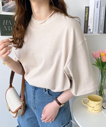【累計販売枚数4万枚突破!】コットン100%ラウンドヘムスリットオーバーサイズ半袖tee