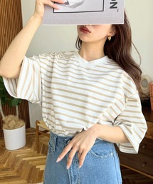 【累計販売枚数4万枚突破!】コットン100%ラウンドヘムスリットオーバーサイズ半袖tee