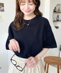 【累計販売枚数4万枚突破!】コットン100%ラウンドヘムスリットオーバーサイズ半袖tee
