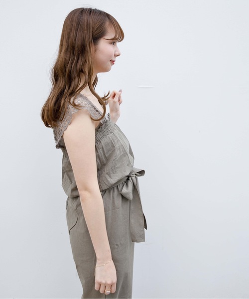 flower（フラワー）の「フルブルームロンパース（つなぎ/オールインワン・レディース・カーキ/アイボリー・FREE）」の9枚目の写真