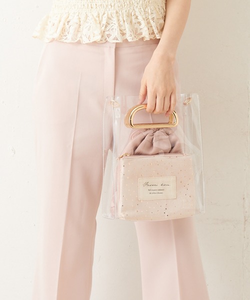 one after another NICE CLAUP（ワンアフターアナザーナイスクラップ）の「PVCポーチ付き３点バッグ（ショルダーバッグ・レディース・アイボリー/グレー/ピンク・FREE）」の16枚目の写真