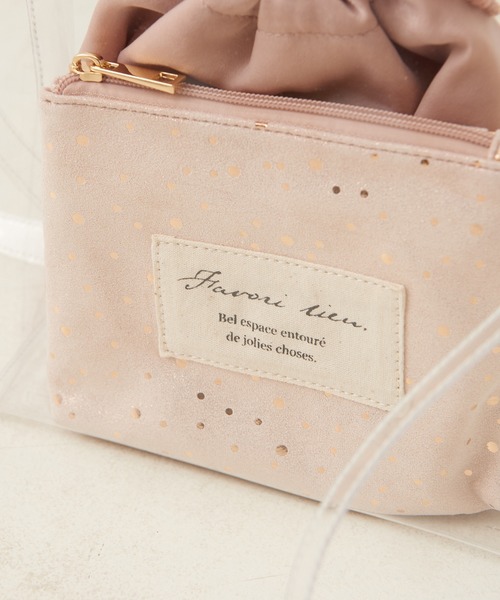 one after another NICE CLAUP（ワンアフターアナザーナイスクラップ）の「PVCポーチ付き３点バッグ（ショルダーバッグ・レディース・アイボリー/グレー/ピンク・FREE）」の7枚目の写真
