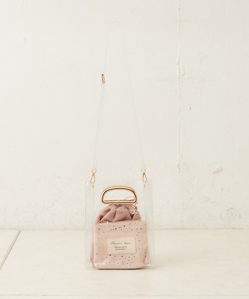 one after another NICE CLAUP（ワンアフターアナザーナイスクラップ）の「PVCポーチ付き３点バッグ（ショルダーバッグ・レディース・アイボリー/グレー/ピンク・FREE）」の10枚目の写真