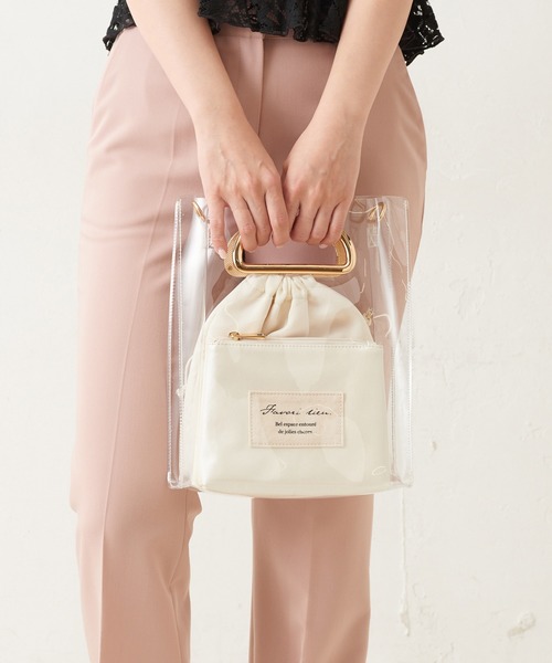 one after another NICE CLAUP（ワンアフターアナザーナイスクラップ）の「PVCポーチ付き３点バッグ（ショルダーバッグ・レディース・アイボリー/グレー/ピンク・FREE）」の21枚目の写真