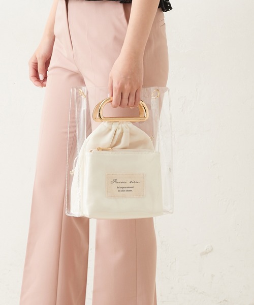 one after another NICE CLAUP（ワンアフターアナザーナイスクラップ）の「PVCポーチ付き３点バッグ（ショルダーバッグ・レディース・アイボリー/グレー/ピンク・FREE）」の22枚目の写真