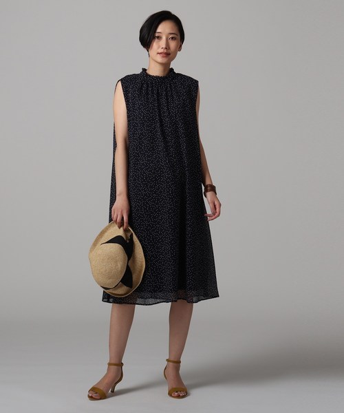 セール ワンピース ワンピース ドレス Untitled アンタイトル のワンピース 洗える シャーリングネックドットワンピース ワンピース Untitled アンタイトル のファッション 爆買い即出荷
