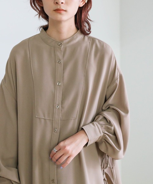 select MOCA(セレクトモカ)の「サイドリボンロングスリーブシャツ(シャツ/ブラウス・レディース・ブラック/モカ/ブラウン/カーキ・FREE)」の12枚目の写真