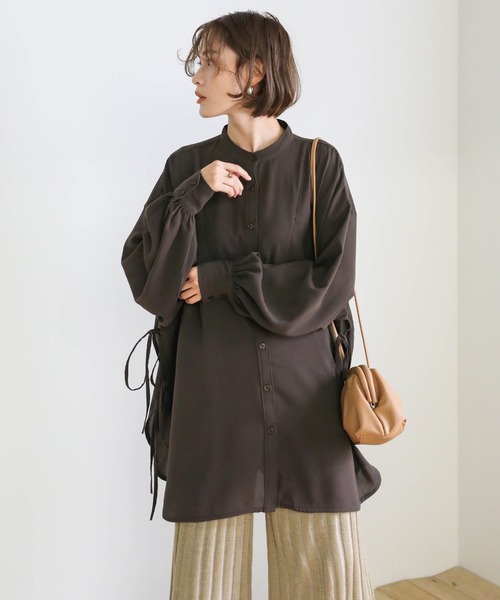 select MOCA(セレクトモカ)の「サイドリボンロングスリーブシャツ(シャツ/ブラウス・レディース・ブラック/モカ/ブラウン/カーキ・FREE)」の16枚目の写真