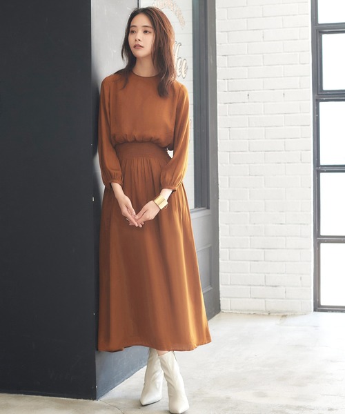 セール ヴィンテージライクウエストシャーリングサテンロングワンピース ワンピース Elfrank エルフランク のファッション通販 Zozotown