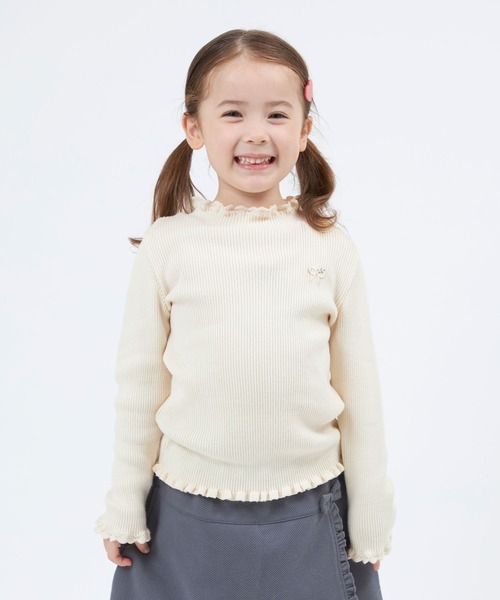 KP(ケーピー)の「フェザーコットン ハイネックニット(100-130cm)(ニット/セーター・キッズ・オフホワイト/ブラック/ピンク/スモークピンク/サックスブルー・100cm/110cm/120cm/130cm)」の2枚目の写真