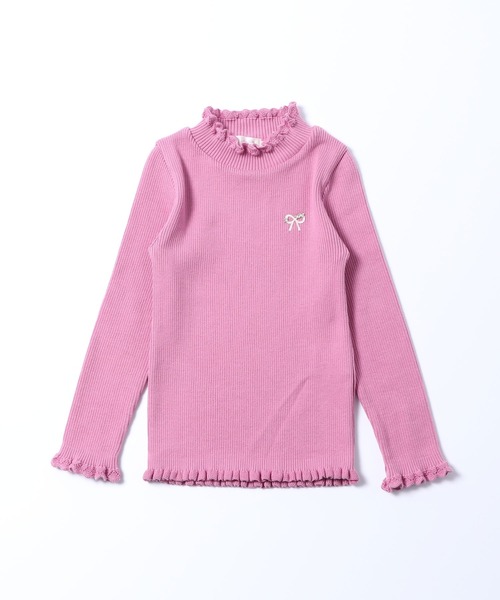 KP(ケーピー)の「フェザーコットン ハイネックニット(100-130cm)(ニット/セーター・キッズ・オフホワイト/ブラック/ピンク/スモークピンク/サックスブルー・100cm/110cm/120cm/130cm)」の1枚目の写真