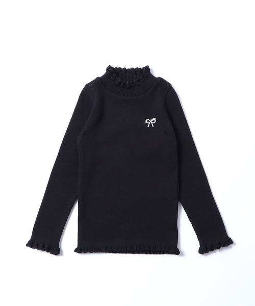 KP(ケーピー)の「フェザーコットン ハイネックニット(100-130cm)(ニット/セーター・キッズ・オフホワイト/ブラック/ピンク/スモークピンク/サックスブルー・100cm/110cm/120cm/130cm)」の3枚目の写真