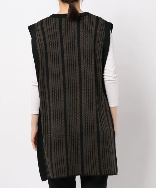 rps(アールピーエス)の「ストライプ柄ニットベスト(ベスト・レディース・ブラウン/杢グレー・M)」の11枚目の写真