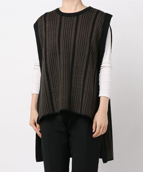 rps(アールピーエス)の「ストライプ柄ニットベスト(ベスト・レディース・ブラウン/杢グレー・M)」の4枚目の写真
