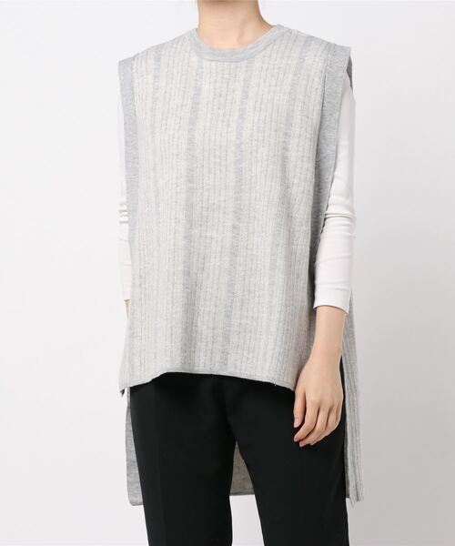 rps(アールピーエス)の「ストライプ柄ニットベスト(ベスト・レディース・ブラウン/杢グレー・M)」の9枚目の写真