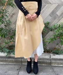 無地プリーツラップスカート