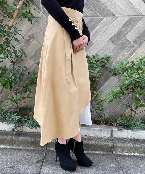 under north fun club me（アンダーノースファンクラブエムイー）の「無地プリーツラップスカート（スカート・レディース・ネイビー/ベージュ・MEDIUM/LARGE）」の6枚目の写真