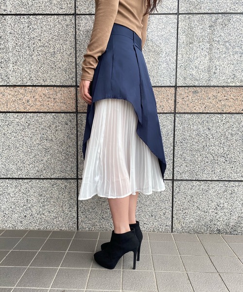 under north fun club me（アンダーノースファンクラブエムイー）の「無地プリーツラップスカート（スカート・レディース・ネイビー/ベージュ・MEDIUM/LARGE）」の13枚目の写真
