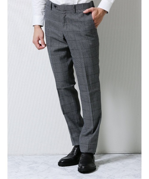 セール タカキューメンズ Taka Q Men 高機能ウール混 バーズアイ ウィンドペーン柄ノータックビジネスパンツ スラックス Taka Q タカキュー のファッション通販 Zozotown