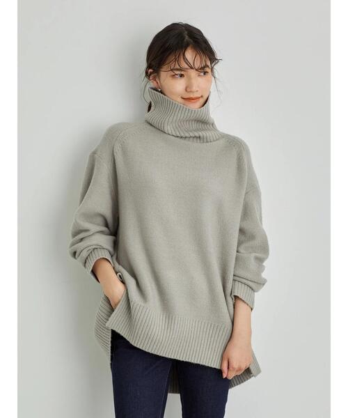 AMERICAN HOLIC（アメリカンホリック）の「タートルネック裾スリットニットチュニック（ニット/セーター・レディース・グレイッシュベージュ/杢グレー/パープル/オフホワイト/チャコールグレー・MEDIUM/LARGE）」の21枚目の写真