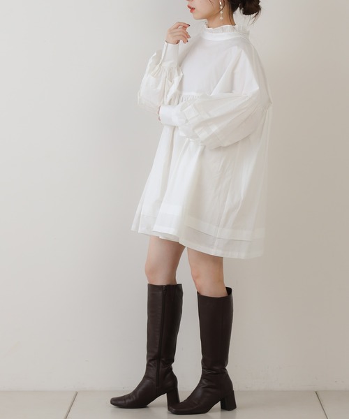 Chico（チコ）の「カフスAラインチュニック（シャツ/ブラウス・レディース・ブラック/ベージュ/ミント/アイボリー・FREE）」の6枚目の写真