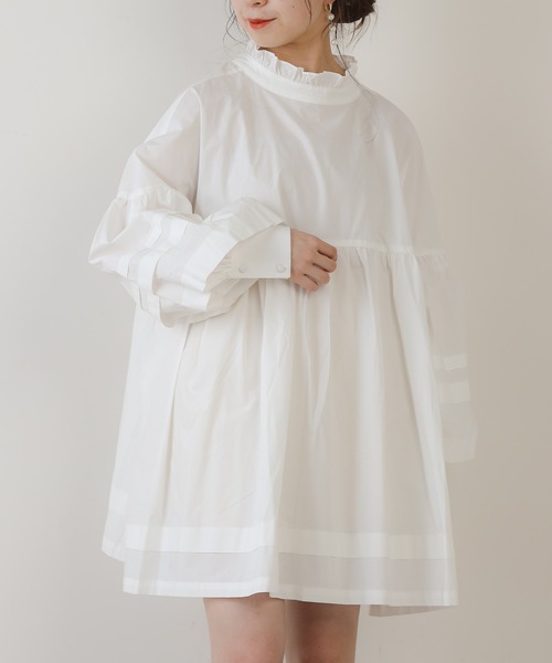 Chico（チコ）の「カフスAラインチュニック（シャツ/ブラウス・レディース・ブラック/ベージュ/ミント/アイボリー・FREE）」の19枚目の写真