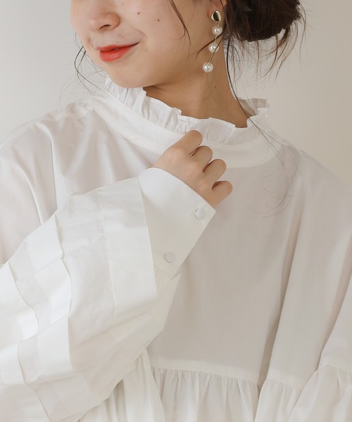 Chico（チコ）の「カフスAラインチュニック（シャツ/ブラウス・レディース・ブラック/ベージュ/ミント/アイボリー・FREE）」の21枚目の写真