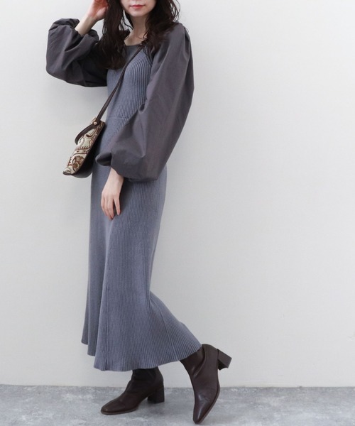 archives（アルシーヴ）の「バルーン袖ニットワンピース（ワンピース・レディース・オフホワイト/ブルー/ピンクベージュ・MEDIUM）」の9枚目の写真