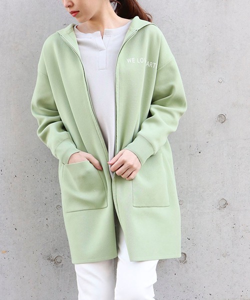 COMME CA ISM（コムサイズム）の「スムース編み スリット入り ニット パーカ（パーカー・レディース・ブラック/カーキ/アイボリー/イエロー×グリーン・FREE）」の17枚目の写真