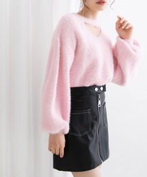Newlyme | チョーカーデザインシャギーニットトップス(ニット/セーター)