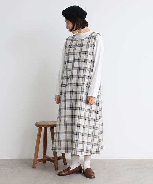 PAR ICI（パーリッシィ）の「無地/チェック ノースリーブワンピース