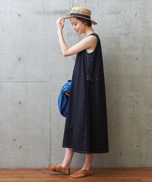 PAR ICI（パーリッシィ）の「無地/チェック ノースリーブワンピース