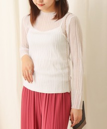 ビスコース混光沢シアーランダムリブ+ボードレーキャミ　セット