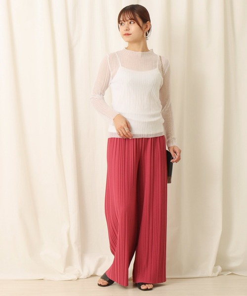 libelle more(リベル モア)の「ビスコース混光沢シアーランダムリブ+ボードレーキャミ セット(Tシャツ/カットソー・レディース・オフホワイト/ブラック/ライトベージュ/ライトピンク/シルバー・M/L)」の9枚目の写真