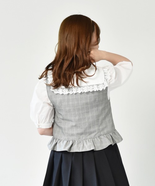 ネイビー系フリルビスチェ FREAK'S STORE｜カットメッシュ 2wayフリルビスチェ 24SS