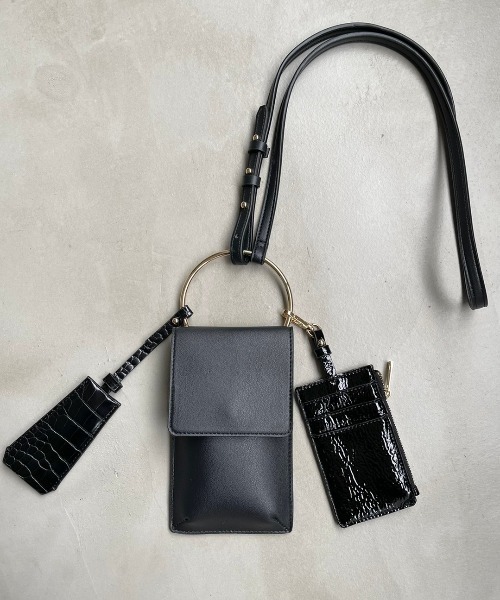 NEUNA（ヌナ）の「【自由にアレンジが可能！】モバイルケース/パスケース・定期入れ/キーケース/組み合わせヴィーガンレザーショルダーバッグ（ショルダーバッグ・レディース・ブラック/グレイッシュベージュ/ミント/マルチ・FREE）」の6枚目の写真