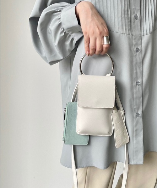 NEUNA（ヌナ）の「【自由にアレンジが可能！】モバイルケース/パスケース・定期入れ/キーケース/組み合わせヴィーガンレザーショルダーバッグ（ショルダーバッグ・レディース・ブラック/グレイッシュベージュ/ミント/マルチ・FREE）」の19枚目の写真