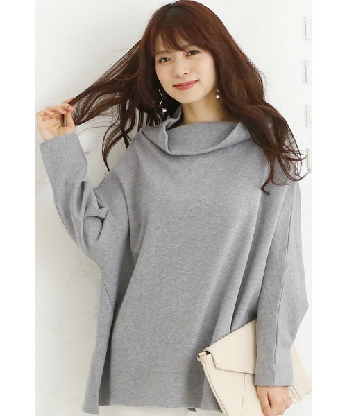 ElegChic(エレグシック)の「ボトルネックドルマントップス(Tシャツ/カットソー・レディース・グレー/ブラック/カーキ・M/4L/XL)」の4枚目の写真