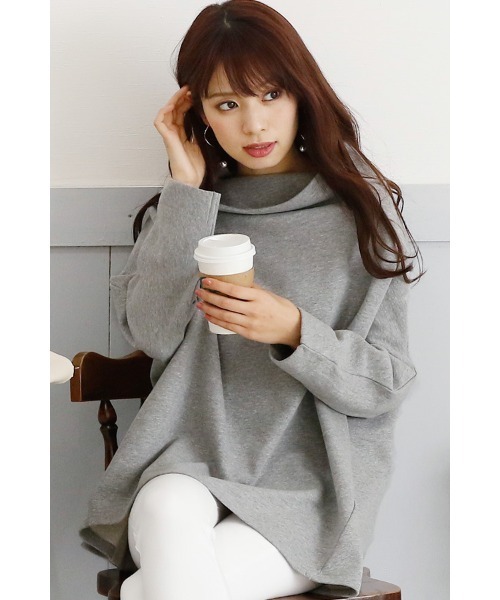 ElegChic(エレグシック)の「ボトルネックドルマントップス(Tシャツ/カットソー・レディース・グレー/ブラック/カーキ・M/4L/XL)」の7枚目の写真