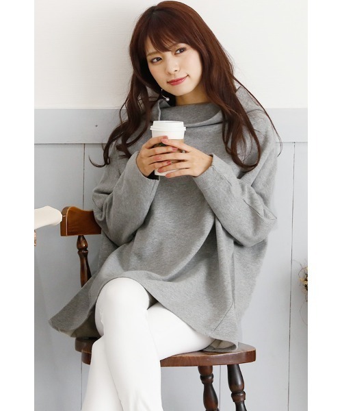 ElegChic(エレグシック)の「ボトルネックドルマントップス(Tシャツ/カットソー・レディース・グレー/ブラック/カーキ・M/4L/XL)」の8枚目の写真