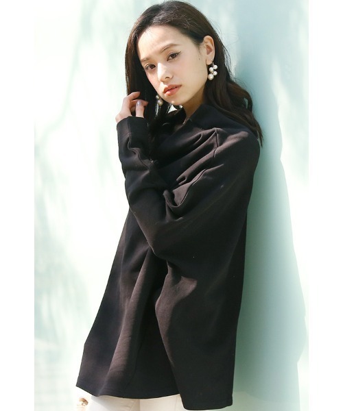 ElegChic(エレグシック)の「ボトルネックドルマントップス(Tシャツ/カットソー・レディース・グレー/ブラック/カーキ・M/4L/XL)」の10枚目の写真