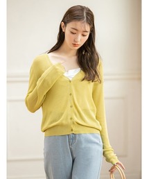 シアーニット長袖カーディガン