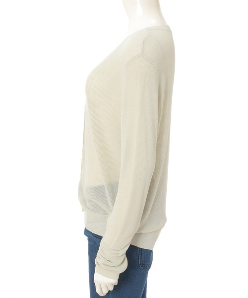 fifth（フィフス）の「シアーニット長袖カーディガン（カーディガン/ボレロ・レディース・ライム/ライトベージュ・MEDIUM）」の6枚目の写真