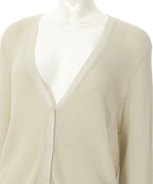 fifth（フィフス）の「シアーニット長袖カーディガン（カーディガン/ボレロ・レディース・ライム/ライトベージュ・MEDIUM）」の3枚目の写真