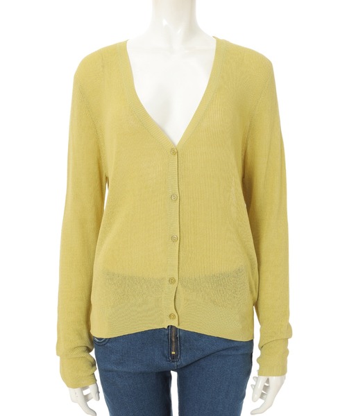 fifth（フィフス）の「シアーニット長袖カーディガン（カーディガン/ボレロ・レディース・ライム/ライトベージュ・MEDIUM）」の7枚目の写真