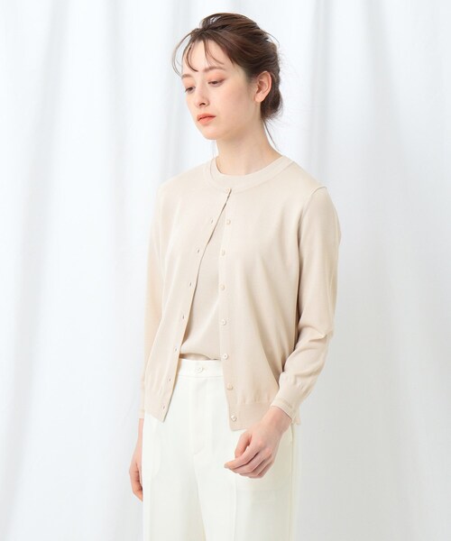 INDIVI（インディヴィ）の「◆「S」【WEB限定/2点セット】クルーネックアンサンブルニット（アンサンブル・レディース・ブラック/オフホワイト/ブルー/ライトベージュ・05）」の3枚目の写真