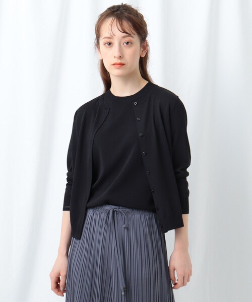 INDIVI（インディヴィ）の「◆「S」【WEB限定/2点セット】クルーネックアンサンブルニット（アンサンブル・レディース・ブラック/オフホワイト/ブルー/ライトベージュ・05）」の2枚目の写真