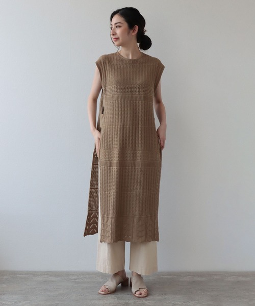 Store ティテ インザ ストア のファッション メッシュ編みサイドオープンノースリーブニットワンピース ワンピース Tite ワンピース In The In セール The