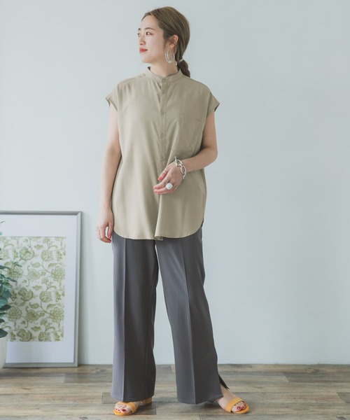 ITEMS URBANRESEARCH（アイテムズ アーバンリサーチ）の「バックボタンシャツ（シャツ/ブラウス・レディース・チャコールグレー/ベージュ/ライトカーキ/グレー系その他・FREE）」の21枚目の写真