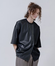 Alcindor Materials | synthetic leather poncho T-shirts/シンセティックレザーポンチョT(Tシャツ/カットソー)